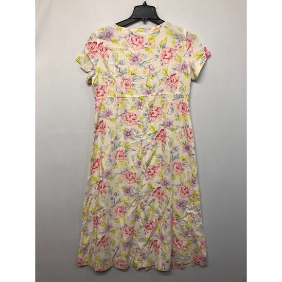 Vintage Liz Claiborne Floral Linen Button Front Dress Size 14 Petite B283 -27 - Picture 11 of 13